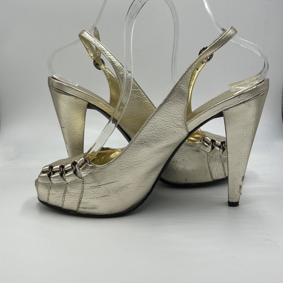 Gold Calvin Klein Heels with Metal Detailing 7.5 - Picture 10 of 12